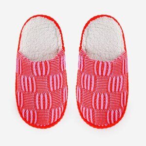 Verloop Poppy Lilac Chunky Knit Checkerboard Slide Slippers L/XL Womens 9.5-12.5